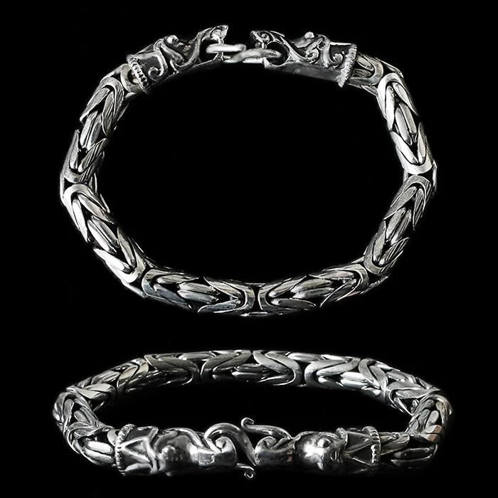 8mm Silver Viking King Bracelet With Gotlandic Dragon Heads 5 8mm Silver Viking King Bracelet With Gotlandic Dragon Heads - Image 3