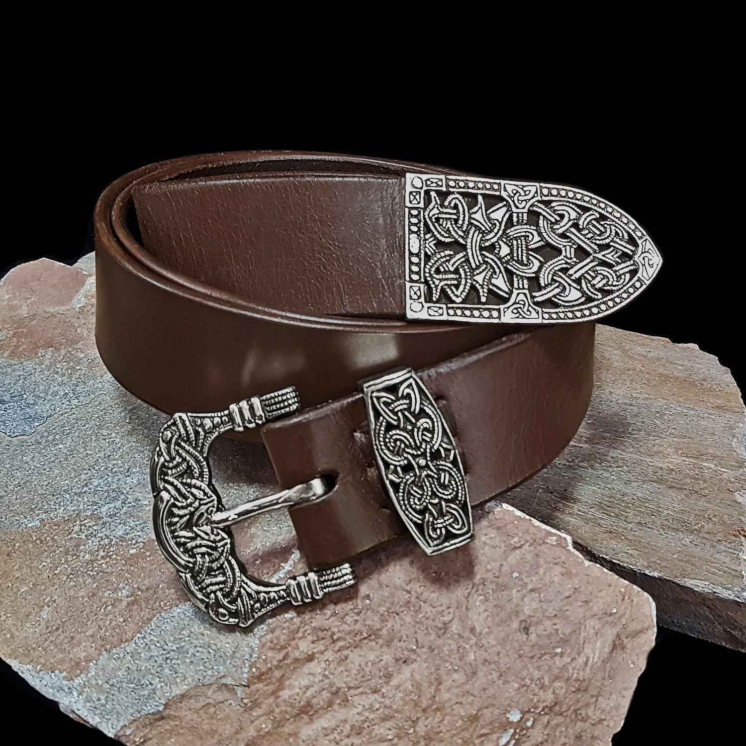 High Status Leather Viking Belt With Silver Fittings 3 High Status Leather Viking Belt With Silver Fittings