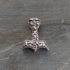Ferocious Beast Thors Hammer Pendant -The Viking Dragon ad ferocious beast thors hammer on rock bronze