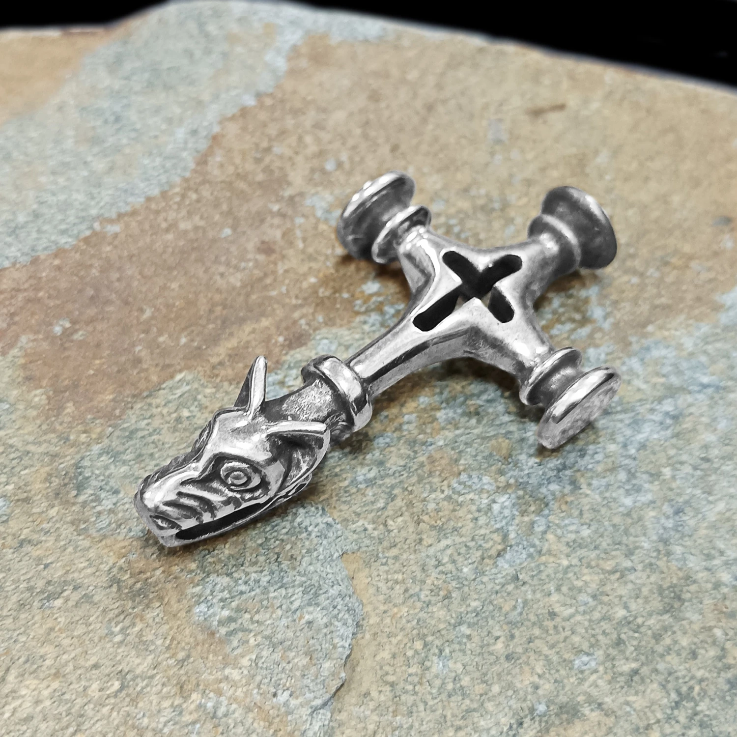 Large Icelandic Wolf Cross Hammer Replica Pendant 9 Large Icelandic Wolf Cross Hammer Replica Pendant - Image 7