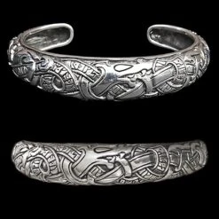Silver Runic Viking Bracelet / Arm Ring -The Viking Dragon ad runic viking bracelet silver