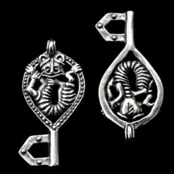 Viking Gripping Bear Key Pendant -The Viking Dragon ad silver gripping beast key pendant front and back