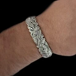 Silver Viking Raven Arm Ring -The Viking Dragon ad silver raven arm ring on wrist