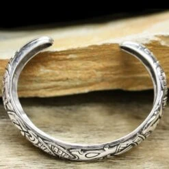 Silver Runic Viking Bracelet / Arm Ring -The Viking Dragon ad silver runic armring side view