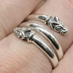 Silver Spiral Wolf Ring 11 Silver Spiral Wolf Ring -The Viking Dragon ad silver spiral wolf ring on hand large size