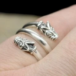 Silver Spiral Wolf Ring 12 Silver Spiral Wolf Ring -The Viking Dragon ad silver spiral wolf ring on hand small size