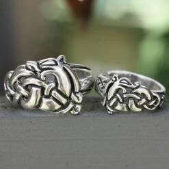Silver Urnes Viking Dragon Ring