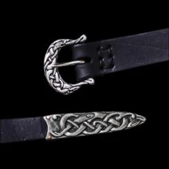 Urnes Style Viking Belt Fittings -The Viking Dragon ad silver urnes viking belt set with black strap