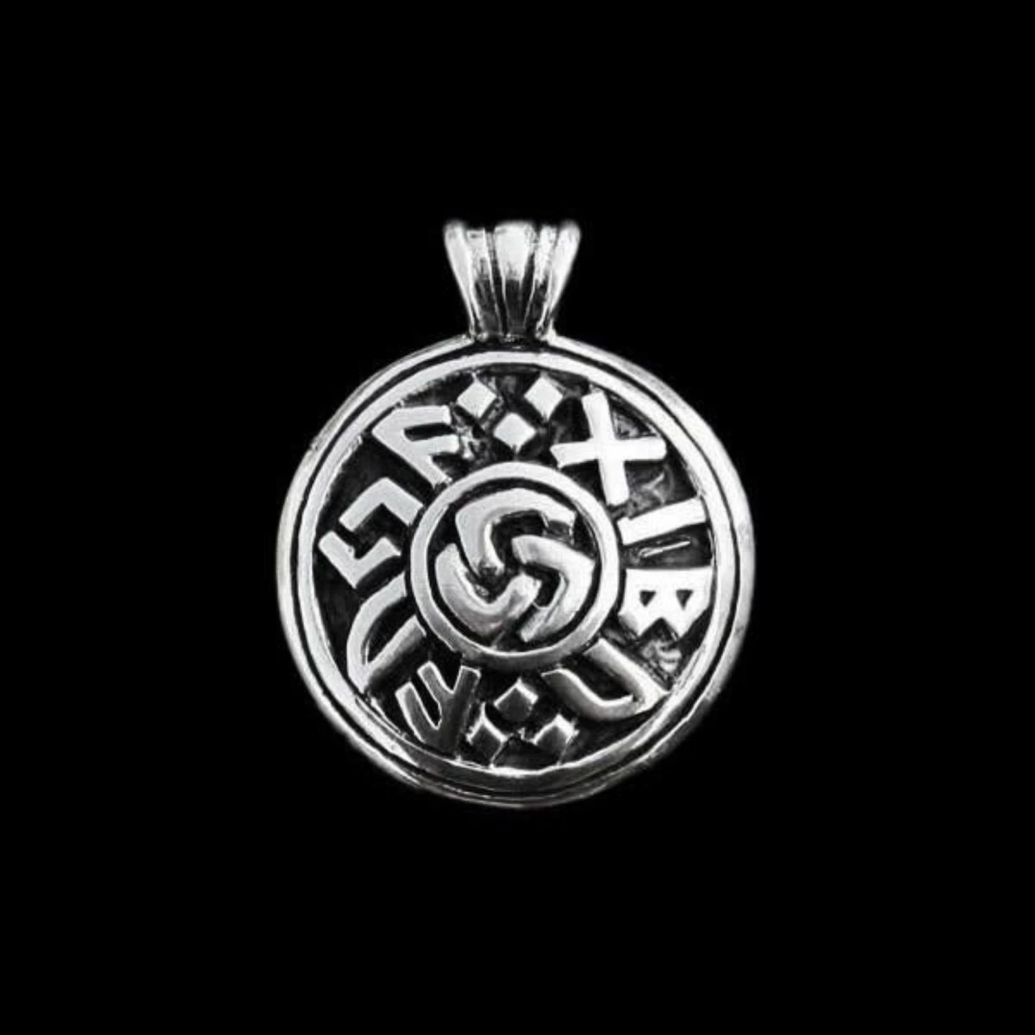 Silver Round Viking Luck Pendant 3 Silver Round Viking Luck Pendant