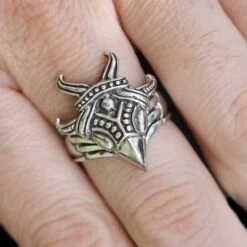 Silver Viking Raven Head Ring
