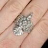 Silver Viking Raven Wing Ring -The Viking Dragon ad silver viking raven wing ring on hand