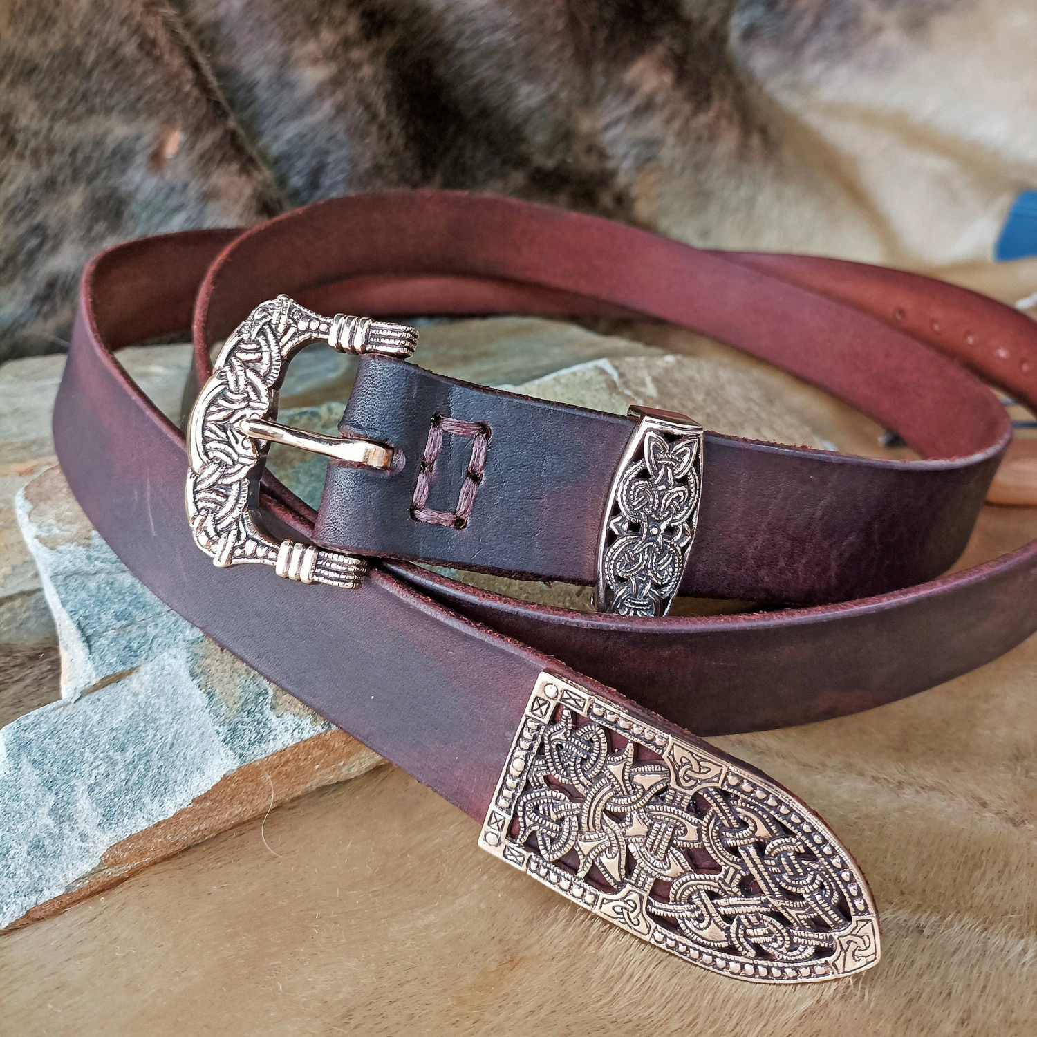 High Status Leather Viking Belt With Bronze Fittings 16 High Status Leather Viking Belt With Bronze Fittings - Image 15