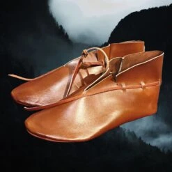 Handmade Replica Viking Shoes From York -The Viking Dragon an leather viking shoes from york together