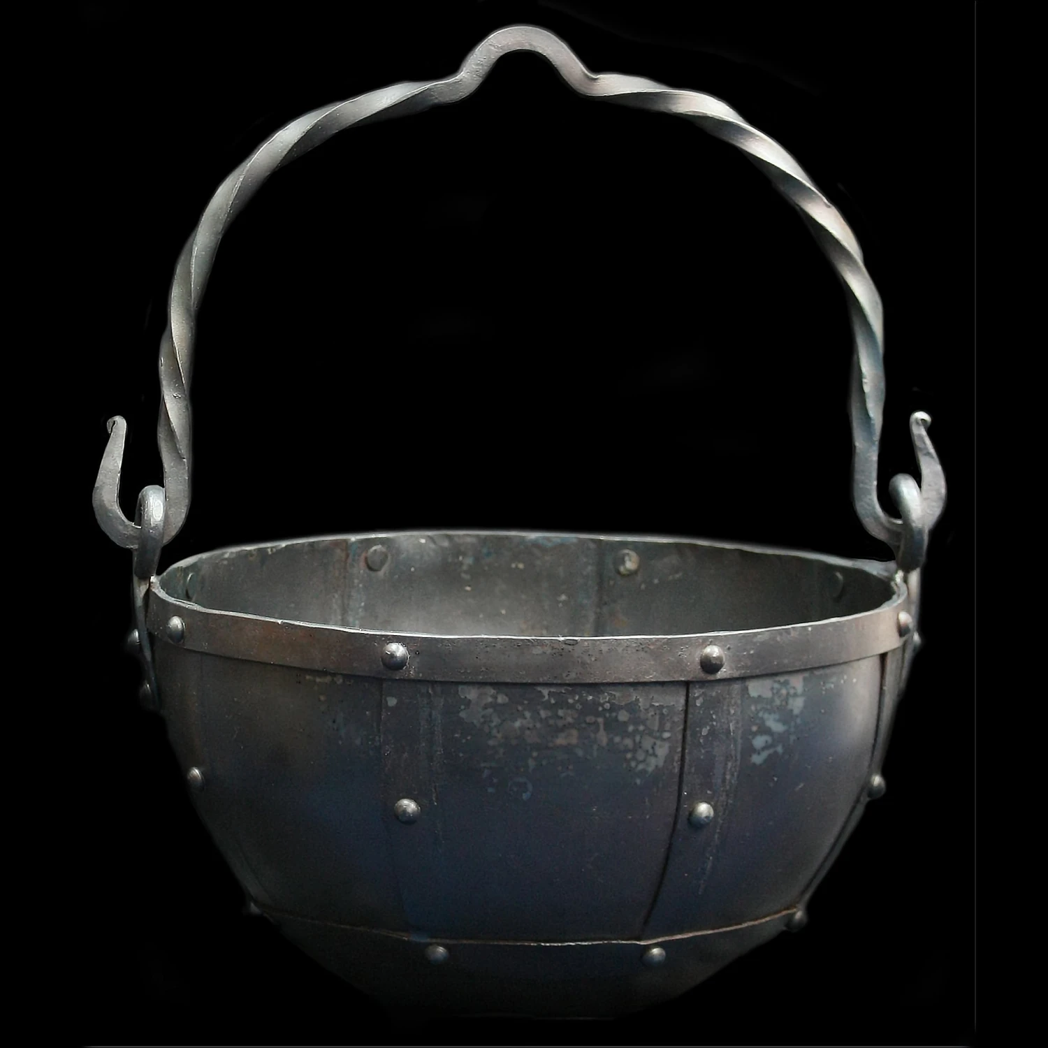 Hand-Forged Riveted Steel Cauldron From Oseberg - Large 3 Hand-Forged Riveted Steel Cauldron From Oseberg - Large