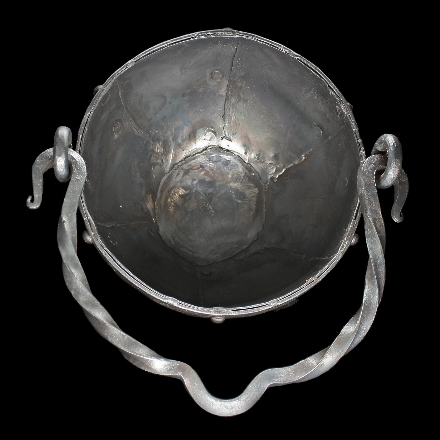 Hand-Forged Riveted Steel Cauldron From Oseberg - Medium 4 Hand-Forged Riveted Steel Cauldron From Oseberg - Medium - Image 2