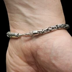 5mm Silver Viking King Bracelet -The Viking Dragon bs 5mm silver king chain bracelet back clasp on wrist
