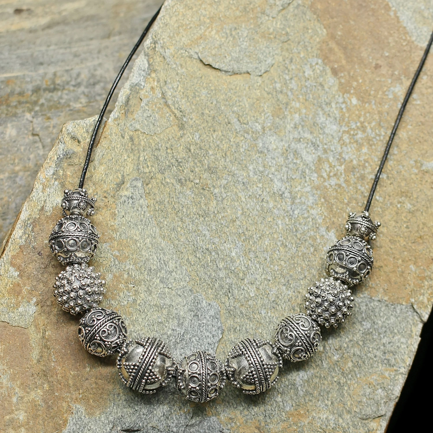 Silver Viking Bead From Visby - Triangles Circles 5 Silver Viking Bead From Visby - Triangles Circles - Image 3