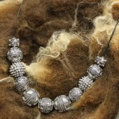 Silver Viking Bead From Visby - Knobbly -The Viking Dragon bs silver visby beads on sheep fleece 675e63a1 0301 4e92 bc80 43641d308b61