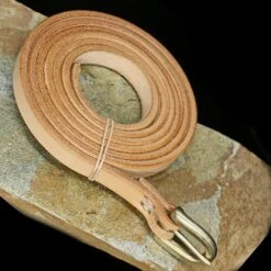 Long Leather Viking Belt With Brass Buckle