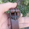 Long Leather Viking / Medieval Belt With Hand-Forged Iron Buckle - 20mm (0.75 Inch) Width -The Viking Dragon bt 19mm wide brown leather belt with iron viking buckle in hand 8f1fedd0 ecc6 439c bc26 3608dd5abbfa