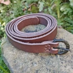 Long Leather Viking / Medieval Belt With Hand-Forged Iron Buckle - 20mm (0.75 Inch) Width -The Viking Dragon bt 19mm wide brown leather belt with iron viking buckle on rock 7b97354b ff5a 443c b782 f8bb037cd865