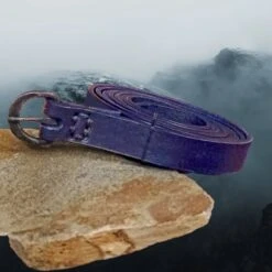 Long Leather Viking / Medieval Belt With Hand-Forged Iron Buckle - 20mm (0.75 Inch) Width -The Viking Dragon bt 20mm leather viking belt with iron buckle blue strap