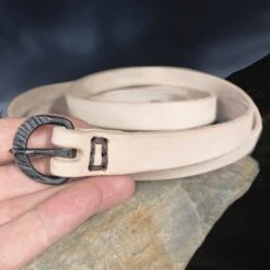 Long Leather Viking / Medieval Belt With Hand-Forged Iron Buckle - 20mm (0.75 Inch) Width -The Viking Dragon bt 20mm wide long natural veg tan leather viking belt with iron buckle