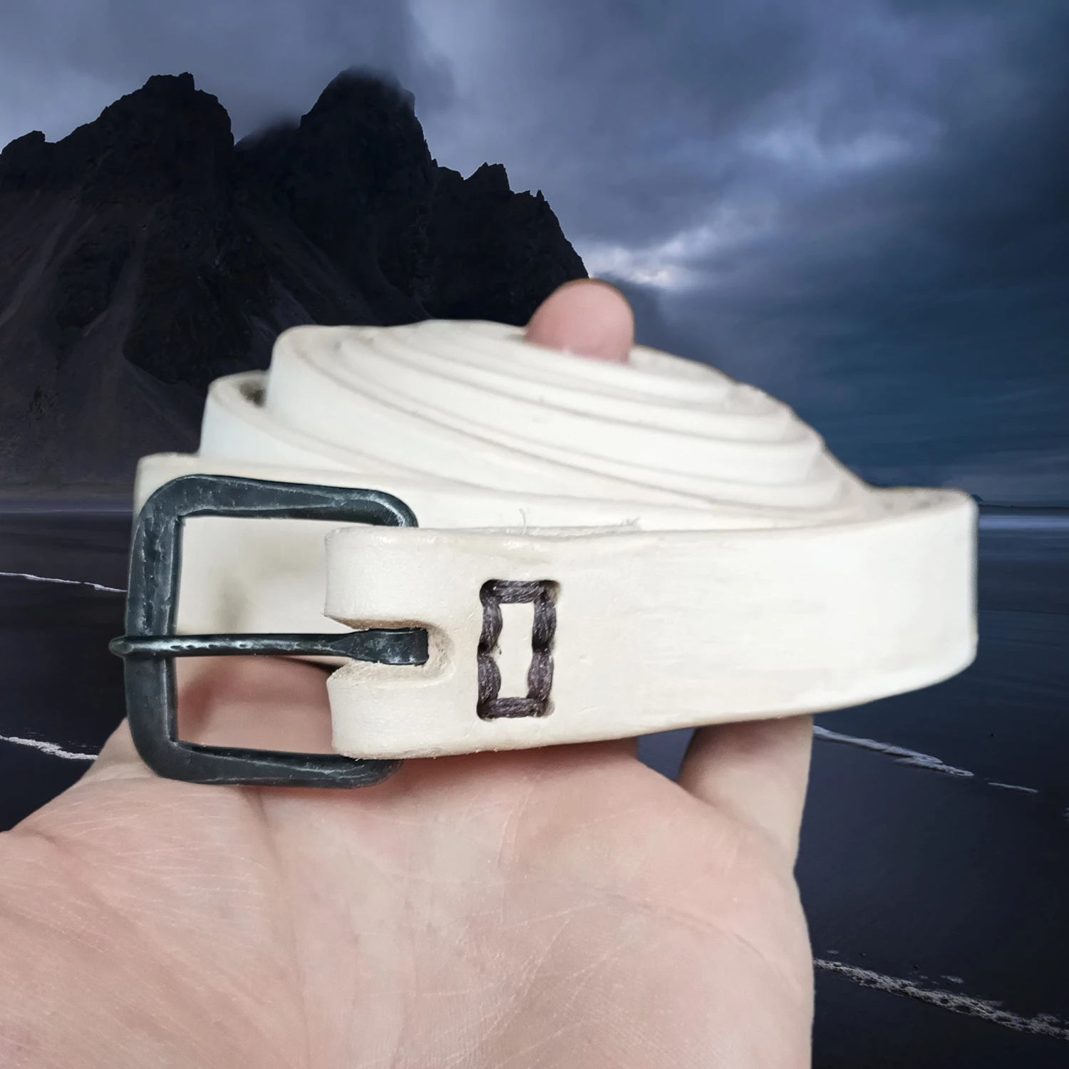 Long Leather Viking / Medieval Belt With Hand-Forged Iron Buckle - 25mm (1 Inch) Width 3 Long Leather Viking / Medieval Belt With Hand-Forged Iron Buckle - 25mm (1 Inch) Width