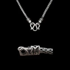 3.5mm Silver Snake Chain Necklace - Gotland Dragon Heads -The Viking Dragon bt 3.5mm silver snake chain gotland dragon heads no pendant