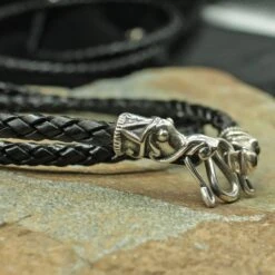 Braided Leather Necklace With Silver Gotlandic Dragon Heads 9 Braided Leather Necklace With Silver Gotlandic Dragon Heads -The Viking Dragon bt 5mm braided leather necklace silver gotland dragon heads