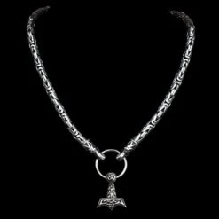 8mm Thick Silver King Chain Thors Hammer Necklace - Gotland Dragon Heads -The Viking Dragon bt 8mm king chain gotlandic dragon heads AD2 split ring c00289f7 81d9 473c 830c 0b66c5ab6522