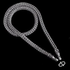 8mm Thick Silver Snake Chain Viking Necklace - Gotland Dragon Heads -The Viking Dragon bt 8mm silver thors hammer necklace snake chain gotland dragon heads s clasp