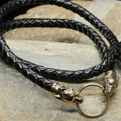 Medium Bronze Split Ring For Bronze Necklaces / Pendants 7 Medium Bronze Split Ring For Bronze Necklaces / Pendants -The Viking Dragon bt 8mm width braided leather necklaces bronze ferocious wolf heads on rock with bronze split ring