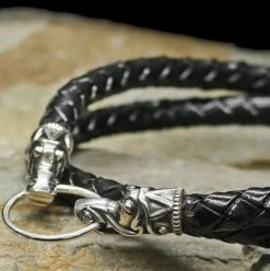 Braided Leather Necklace With Silver Gotlandic Dragon Heads 11 Braided Leather Necklace With Silver Gotlandic Dragon Heads -The Viking Dragon bt braided leather necklaces silver gotlandic dragon heads on rock 8mm