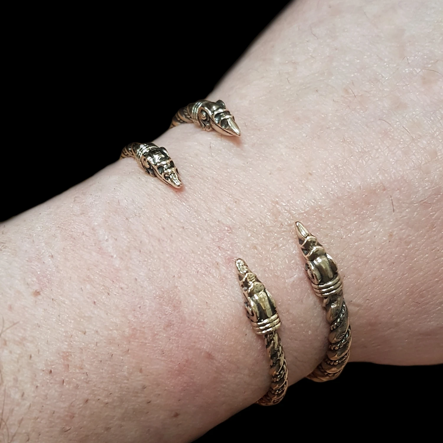 Twisted Bronze Bracelet With Raven Heads 4 Twisted Bronze Bracelet With Raven Heads - Image 2