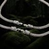 3.5mm Silver Snake Chain Necklace - Gotland Dragon Heads 2 3.5mm Silver Snake Chain Necklace - Gotland Dragon Heads -The Viking Dragon bt silver 3.5mm width snake chain necklaces gotland dragon heads close up