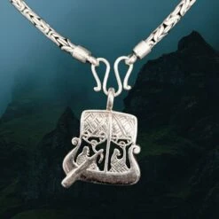 3mm Silver Viking King Chain Necklace With Loop Heads 13 3mm Silver Viking King Chain Necklace With Loop Heads -The Viking Dragon bt silver 3mm king chain with butterfly fitting and silver gotland stoneship pendant