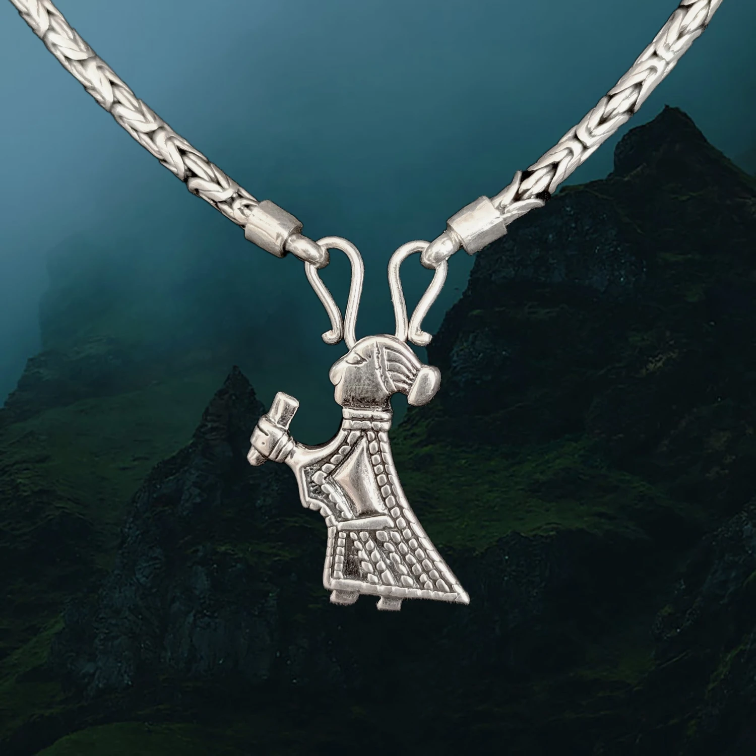 3mm Silver Viking King Chain Necklace With Loop Heads 5 3mm Silver Viking King Chain Necklace With Loop Heads - Image 3