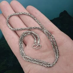 3mm Silver Viking King Chain Necklace With Loop Heads 15 3mm Silver Viking King Chain Necklace With Loop Heads -The Viking Dragon bt silver 3mm king chain with s clasp on hand