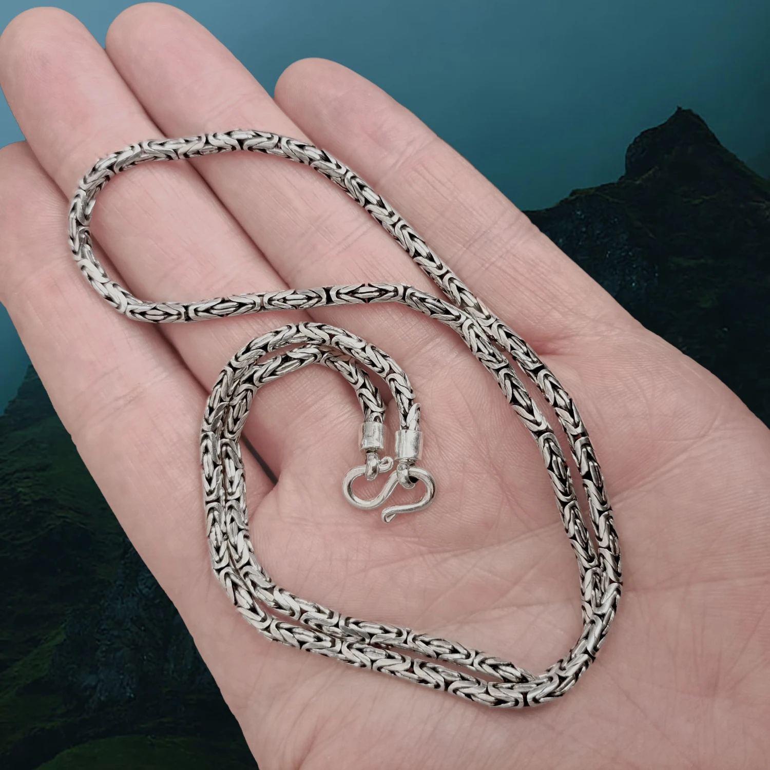 3mm Silver Viking King Chain Necklace With Loop Heads 8 3mm Silver Viking King Chain Necklace With Loop Heads - Image 6