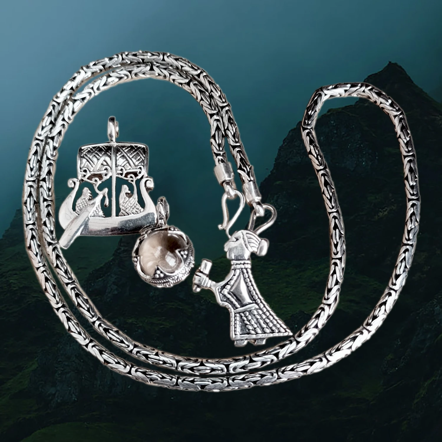 3mm Silver Viking King Chain Necklace With Loop Heads 9 3mm Silver Viking King Chain Necklace With Loop Heads - Image 7