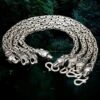 5mm Silver King Bracelet With Ferocious Wolf Heads -The Viking Dragon bt silver 5mm width king chain bracelet ferocious wolf heads