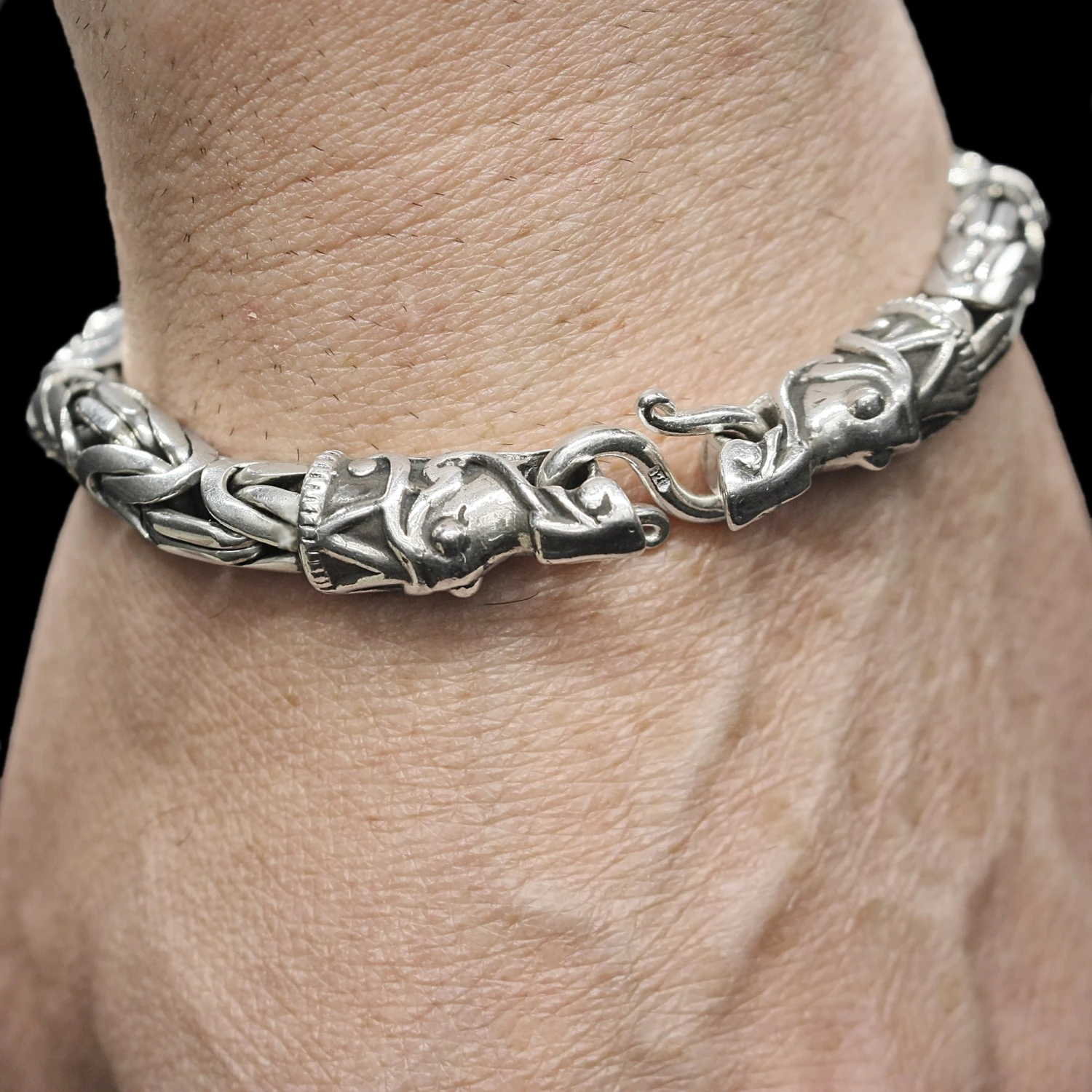 8mm Silver Viking King Bracelet With Gotlandic Dragon Heads 4 8mm Silver Viking King Bracelet With Gotlandic Dragon Heads - Image 2