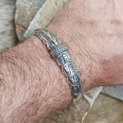 Silver Viking Bracelet From Falster -The Viking Dragon bt silver falster bracelet on wrist
