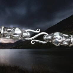 Silver S Clasp 13 Silver S Clasp -The Viking Dragon bt silver s clasp large attached to silver ferocious wolf heads on 8mm silver snake chain necklace