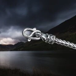 Silver S Clasp 15 Silver S Clasp -The Viking Dragon bt silver s clasp small attached to silver gotland dragon head on 3.5mm silver snake chain necklace