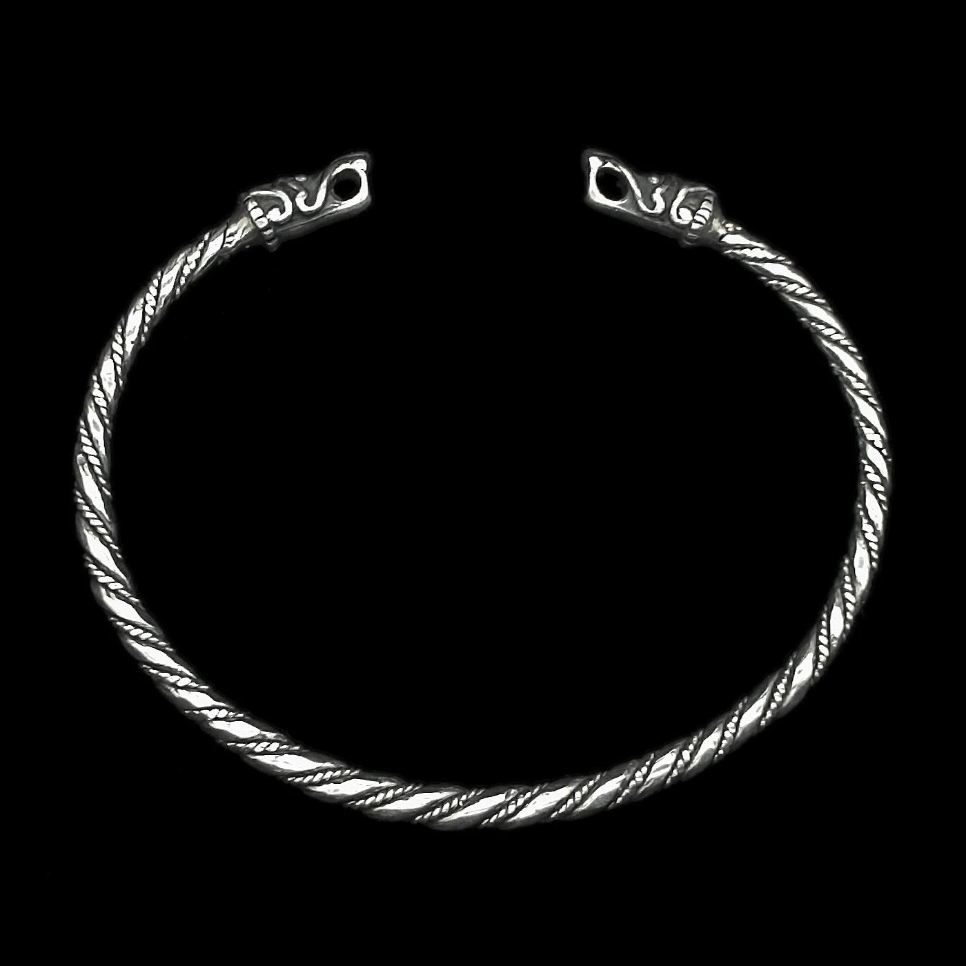 Slim Twisted Silver Bracelet With Gotlandic Dragon Heads 4 Slim Twisted Silver Bracelet With Gotlandic Dragon Heads - Image 2