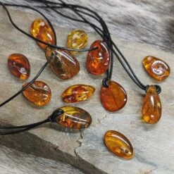 Amber Amulet Pendant -The Viking Dragon eg medium amber amulet pendants on rock thonged and loose