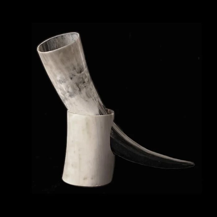 Polished Viking Drinking Horn With Horn Stand 3 Polished Viking Drinking Horn With Horn Stand