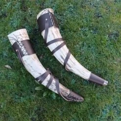 Large Polished Viking Blowing Horn / Bugle 13 Large Polished Viking Blowing Horn / Bugle -The Viking Dragon hw large viking blowing horns with brown leather shoulder straps